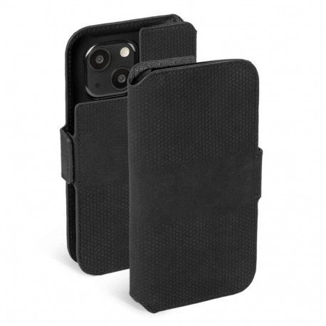 Kaitseümbris kaanega Leather PhoneWallet, Apple iPhone 13, naturaalsest nahast, must, Krusell