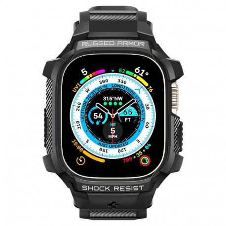 Kaitseümbris kellarihmaga Rugged Armor Pro, Apple Watch Ultra 3 / Ultra 2 / Ultra, must, Spigen