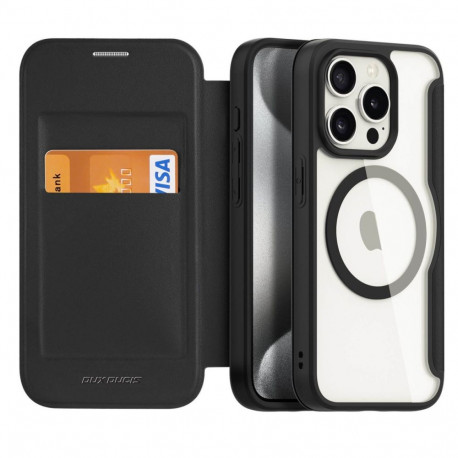 Kaitseümbris kaanega Skin X Pro MagSafe, Apple iPhone 15, must, Dux Ducis