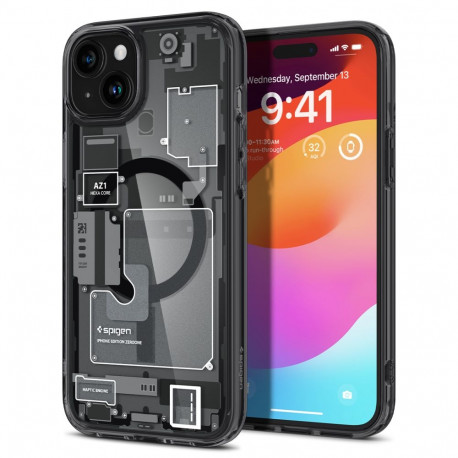 Kaitseümbris Ultra Hybrid Zero One MagFit, Apple iPhone 15, tumehalli ääre ja MagSafe ringiga, Spige