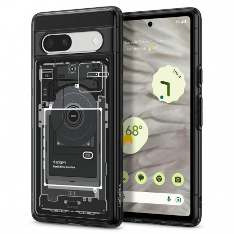 Kaitseümbris Ultra Hybrid Zero One, Google Pixel 7a, tumehalli äärega, Spigen