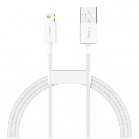 USB-kaabel Apple iPhone Lightning otsikuga Superior, 2.4A, 1m, valge, Baseus