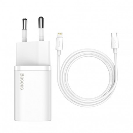Toalaadija Apple iPhone Lightning otsikuga 20W PD (adapter Power Delivery + USB-C kaabel 1m), kiirla