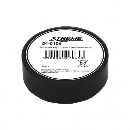 54-010# Taśma izolacyjna klejąca 0,15mm/15mm/10m - czarna (10 tk.)