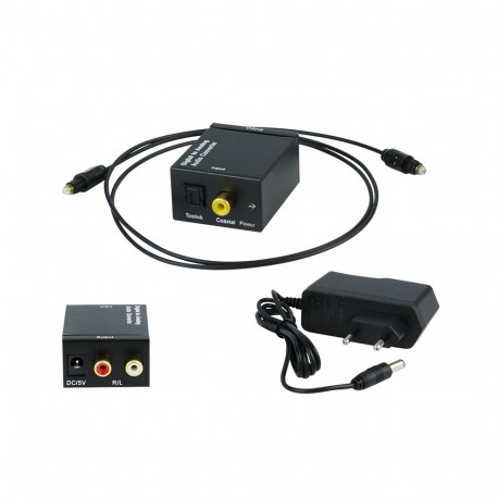 91-200# Konwerter optyczny toslink dac na 2xrca z zasilaczem