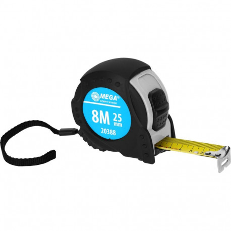 Miara zwijana 8m/25mm,2xstop,zaw.,ce,osł.gum.,karta,mega