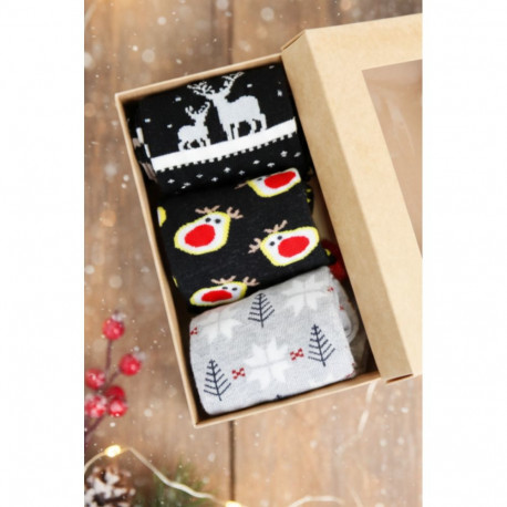 SOKISAHTEL KRETON jõuluteemaline kinkekarp 3 sokipaariga 444
