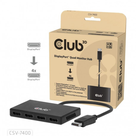 CLUB3D displayporti jaotur 4 x 4K @30Hz MST support