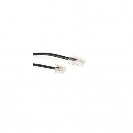 ACT Black 2 meter flat telephone cable with RJ11 and RJ45 connectors