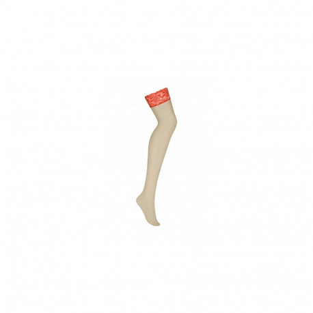 Obsessive 838-STO-3 S/M pantyhose/stockings Beige, Red