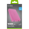 SBS power bank 10000mAh 2xUSB-A + USB-C, pink