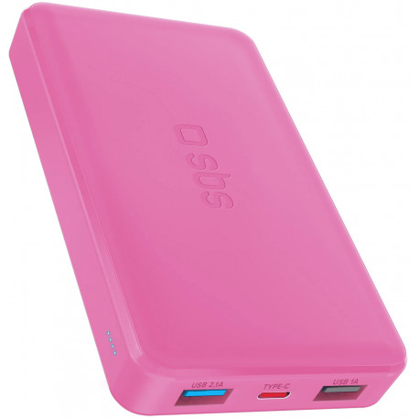 SBS akupank 10000mAh 2xUSB-A + USB-C, roosa
