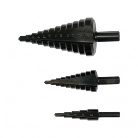 Yato YT-44732 Step drill set, 3 pcs, 4-38 mm, HSS 4241, blackened, triangular shank