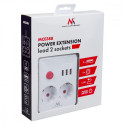 Power strip 2 sockets MCE387 W 3xUSB, 110-240V AC 50/60Hz, 2.1A max 2500W, 1.5m white