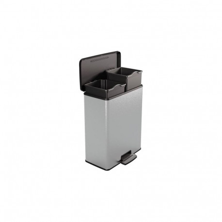 Deco Bin Duo pedaaliga sorteerimisprügikast 26+26L metalliseeritud 3253921129023, hõbedane