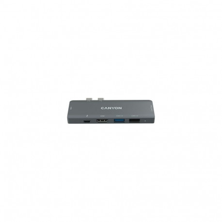 Canyon DS-05B Multiport Docking Station with 7 port  1*Type C PD100W+2*HDMI+1*USB3.0+1*USB2.0+1*SD+1