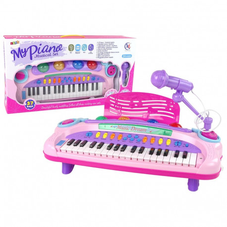 Interaktywne Duże Różowe Pianino Keyboard Mikrofon MP3