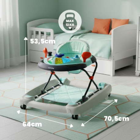 Käimistool-kiik rooliga, sini-hall