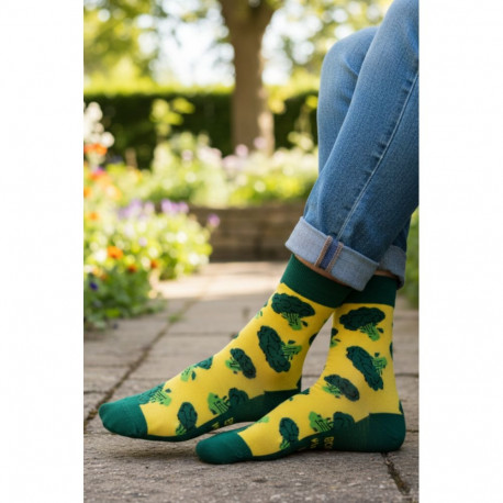 SOKISAHTEL BROCCOLI kollased sõnumiga puuvillased sokid 444, 446