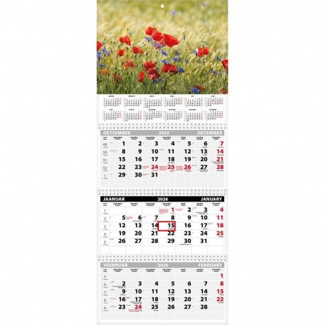 Seinakalender TRIO EXTRA, avatud mõõt 297x640mm (PILT nr. 2) 00319/40506
