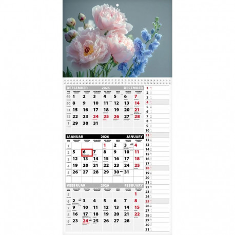 Seinakalender TRIO MEMO, avatud mõõt 297x630mm (PILT nr. 6) 00372/40649