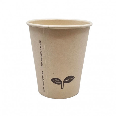 Coffee cup biodegradable compostable 250ml brown 50pcs