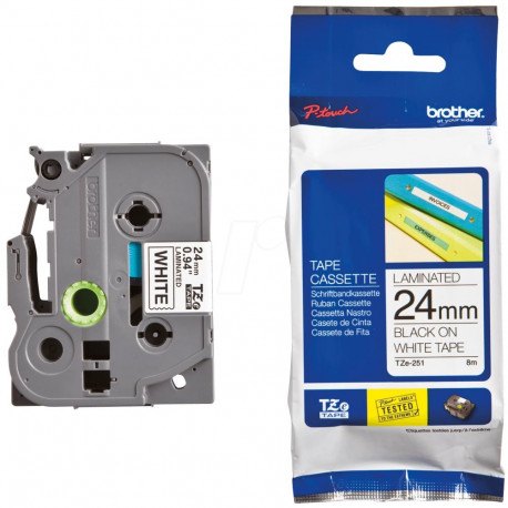 Kleepkirjalint/markeerimislint BROTHER TZE-251 24mm must/valgel