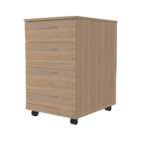 Chest of drawers on wheels OPTIMA 415x500x638mm 4-drawer oak