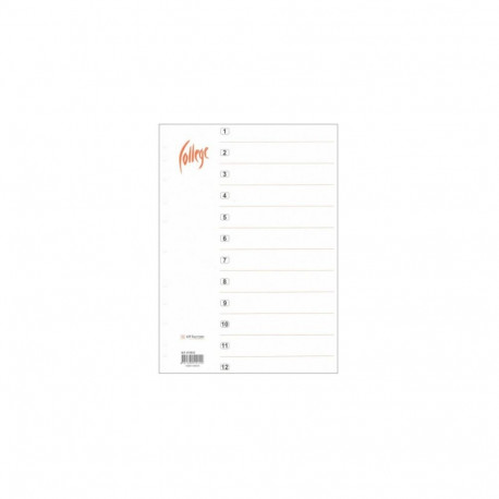 Register interleaved A4 1-12 valge plast