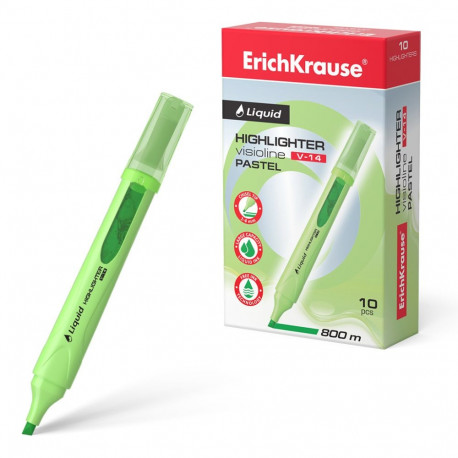 Highlighter ErichKrause® Liquid Visioline V-14 Pastel, ink color: green (box 10 pcs.)