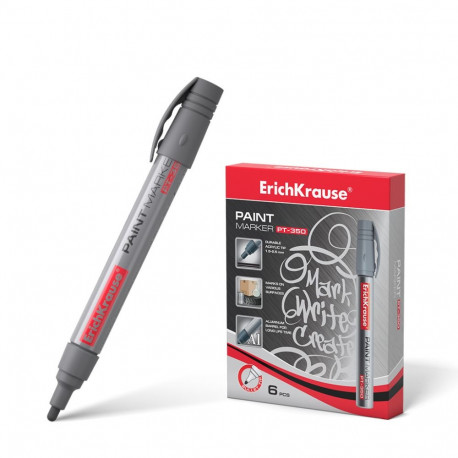 Paint marker ErichKrause® PT-350, color: silver (box 6 pcs.)