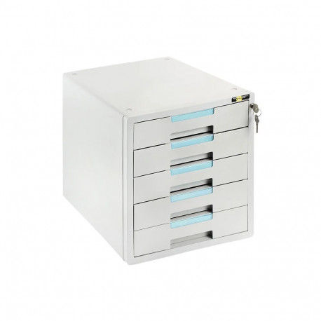 Document cabinet Yellow One YL-SP05GYplastic - 5 trays with lock - grey+blue
