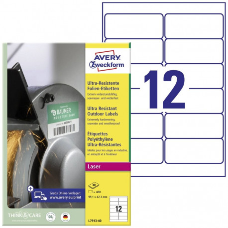 Adhesive label AVERY Zweckform 99.1x42.3mm 40 sheets ultra durable (L7913-40)