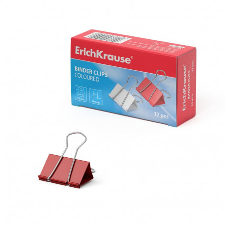 Binder clips ErichKrause®, 25 mm, coloured (box 12 pcs)