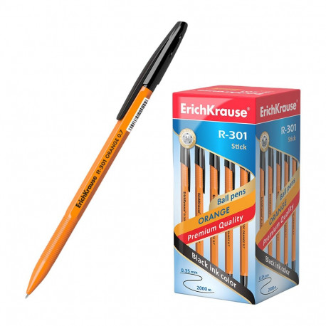 Ballpoint pen ErichKrause® R-301 Orange Stick 0.7, ink color: black (box 50 pcs.)