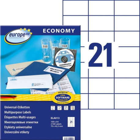 Sticker label AVERY Economy 70x42,4mm on 21 sheets, 100 sheets