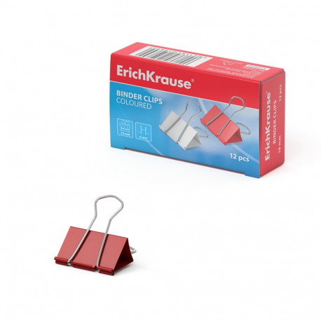 Binder clips ErichKrause®, 19 mm, coloured (box 12 pcs)