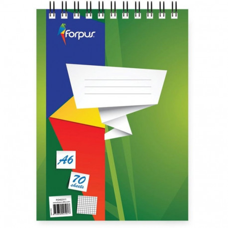 Folder in spiral binding from top A6 FORPUS square cardboard covers 70 pages