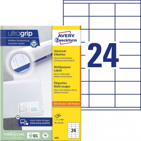 Labels 70x35mm InkjetLaserCopy white