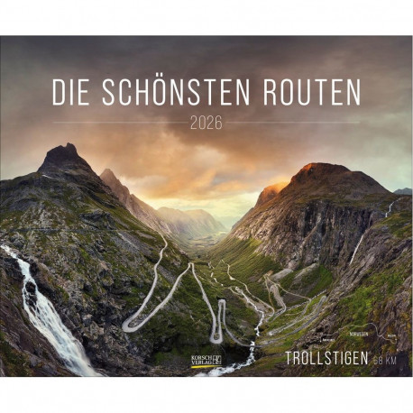 Seinakalender suur Kaunimad teekonnad 2026, 55 x 45,5 cm