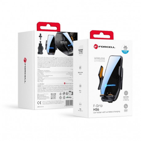 Forcell Wireless car phone holder Forcell F-Grip HS6 15W windshield / air vent black
