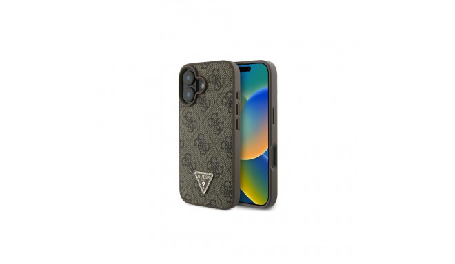 Guess Guess Leather 4G Triangle Strass MagSafe iPhone 16 Case - Brown