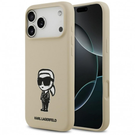 Karl Lagerfeld Apple iPhone 17 Pro Max MagSafe case compatible Silicone W/ KL Sketch & Logo Brown