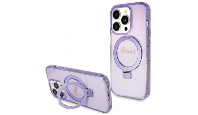 Guess GUESS case for IPHONE 15 Pro compatible with MagSafe GUHMP15LHRSGSU (Glitter Script Logo Ring 