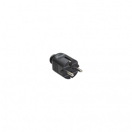 plug with earthing contact straight, black