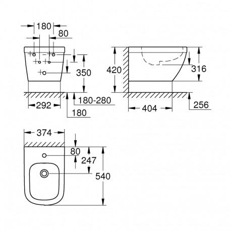 Wall-hung bidet Grohe EURO CERAMIC 39208000