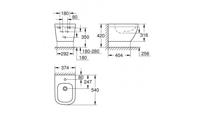Wall-hung bidet Grohe EURO CERAMIC 39208000