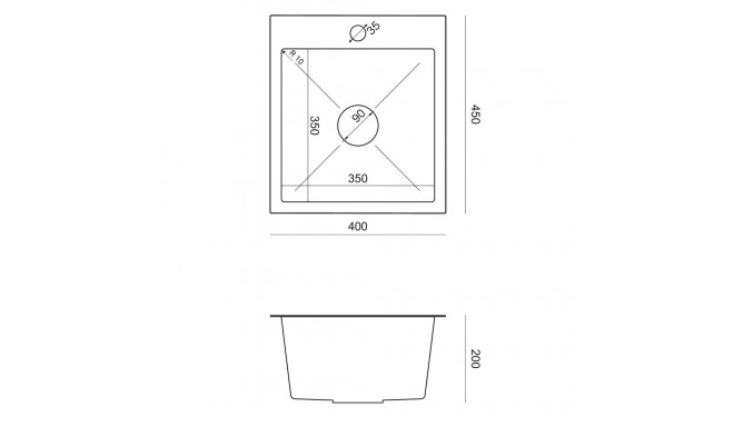 LUKE 90 sink black (40x45x20) with siphon + Maggie faucet black ZH4045PVDBLM_3323503PVDB LM