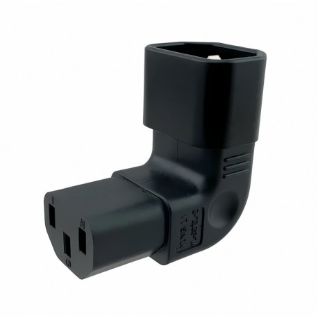 Vertical angled adapter IEC C13 female to IEC C14 male, voltage 230V, max. current 10A
