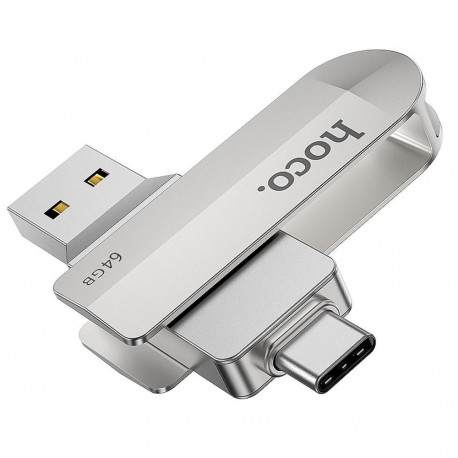 Pendrive 64GB USB 3.0 (USB A + USB C) Hoco UD10 silver